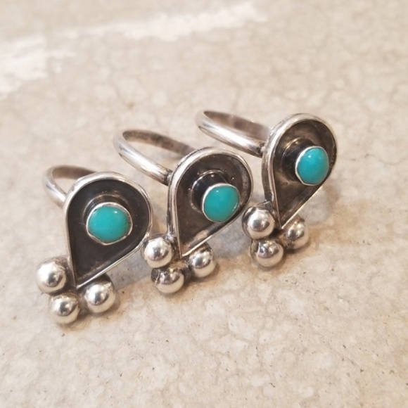 Estate Old Pawn Knuckle Layer Turquoise Ring - Picture 2 of 4